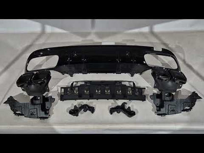 Rear diffuser with tips Black (C63 Design 2018-2021) for Mercedes C-сlass W205 2014-2021 - video 1