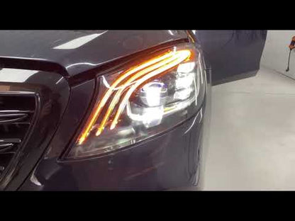 Facelift Front Headlights with Control Units (OEM) for Mercedes S-сlass W222 2013-2020 - video 1