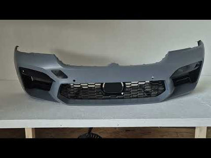 Front bumper in M5 F90 style (for 2021+) for BMW 5 Series G30/G31 2017-2023 - video 1