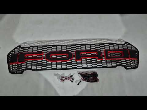 Front Grille (2015-2018, Red, LED) for Ford Ranger 2011-2022 - video 1