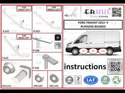 Side Steps Maya Red (2 pcs, Aluminum) for Ford Transit 2014- - video 1