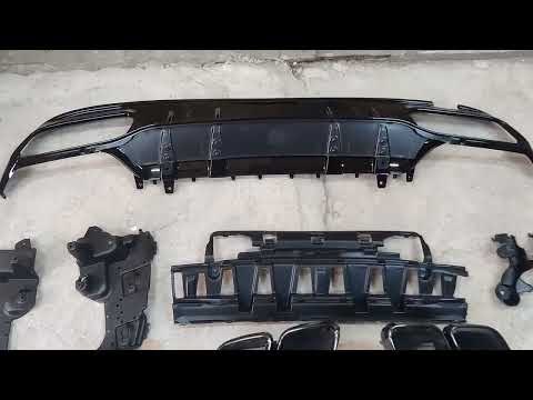 Rear diffuser with tips Black (C63 Design 2018-2021) for Mercedes C-сlass W205 2014-2021 - video 2