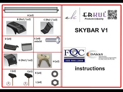 Lockable roof bars for roof rails Skybar V1 (2014-2018, 2 pcs) for Dacia Duster 2008-2018 - video 1
