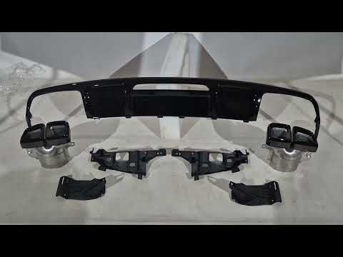 Rear diffuser with exhaust tips (2015-2018, CLS63 Design) for Mercedes CLS C218 2011-2018 - video 1