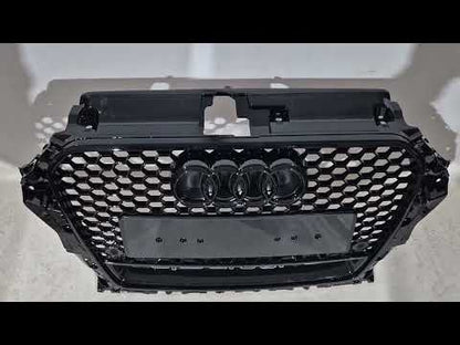 Front Grille RS-Style with Quattro Emblem (2012-2016, black) for Audi A3 2012-2020 - video 1