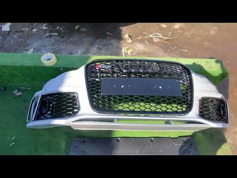 Front bumper with black grille RS6-Style (2011-2014) for Audi A6 C7 2011-2017 - video 3