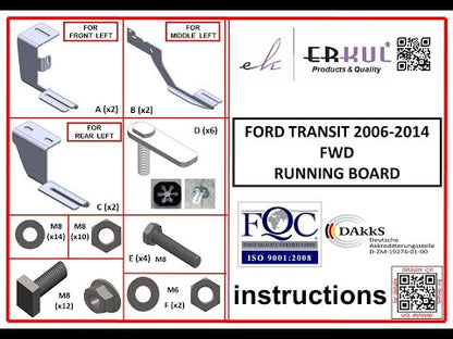 Side Steps Allmond Black (2 pcs, Aluminum) for Ford Transit 2000-2014 - video 1