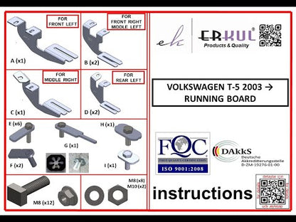 Side Steps Line-Type (2 pcs, Aluminum) for Volkswagen T5 2010-2015 - video 1