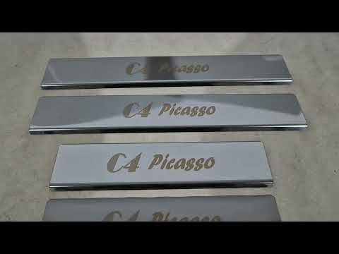 Carmos Door Sill Protectors (4pcs, Stainless Steel) for Citroen C-4 Picasso 2006-2013 - video 1
