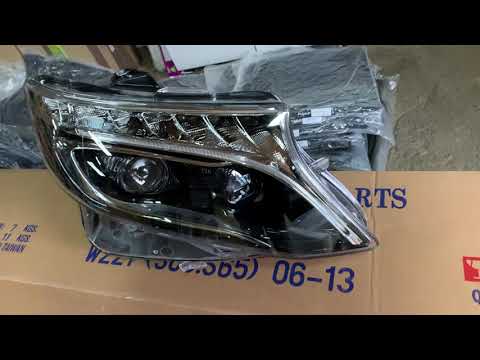 Front headlights V-Class design LED (for Vito, set of 2) for Mercedes Vito/V-class W447 2014- - video 2