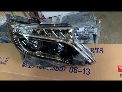 Front headlights V-Class design LED (for Vito, set of 2) for Mercedes Vito/V-class W447 2014- - video 2