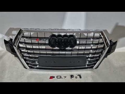 Front grille SQ-Style V-2 (2015-2019, black with chrome) for Audi Q7 2015–2026 - video 1