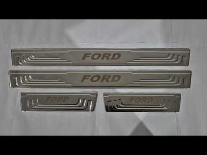 Universal Door Sill Protectors Ford V-2 (4 pcs, Stainless Steel) for Ford - video 1