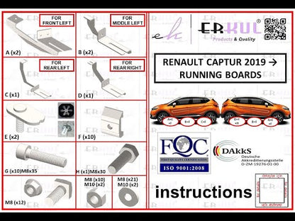 Side Steps Vision New Grey (2 pcs, Aluminum) for Renault Captur 2019- - video 1