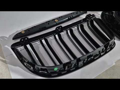 Kidney Grilles M-Look (for E-90/91, 2005-2008, Gloss Black) for BMW 3 Series E90/E91 2005-2011 - video 1