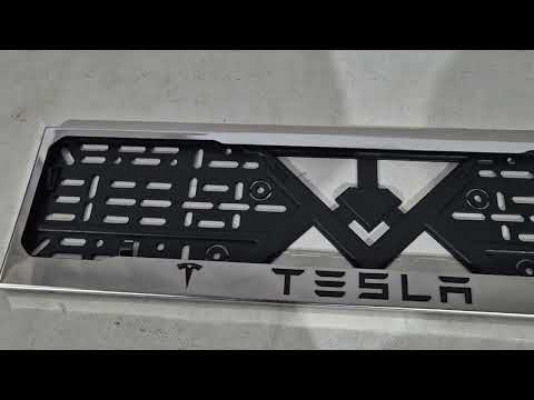 License Plate Frame Chrome (1 pc, Stainless Steel) for Tesla - video 1