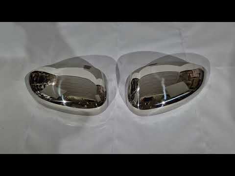 Mirror Covers (2 pcs, Stainless Steel, Carmos) for Fiat 500/500L 2013-2022 - video 1