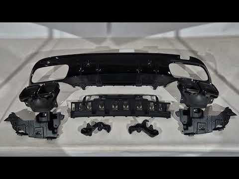 Rear diffuser with tips Black (C63 Design 2018-2021) for Mercedes C-сlass W205 2014-2021 - video 1