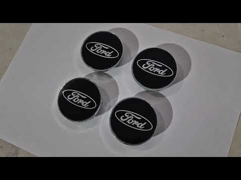 Wheel center caps 54.5/50mm black (set of 4) for Ford - video 1