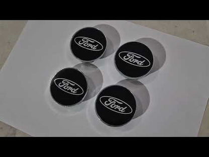 Wheel center caps 54.5/50mm black (set of 4) for Ford - video 1
