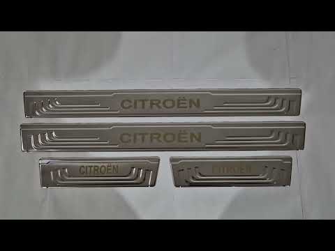 Universal door sill protectors Citroen V-2 (4 pcs, stainless steel) for Citroen - video 1
