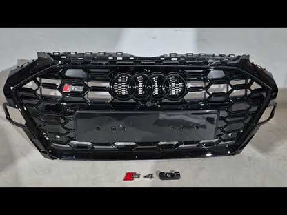 Front Grille S-Style (2020-2022, black) for Audi A4 B9 2015-2024 - video 1