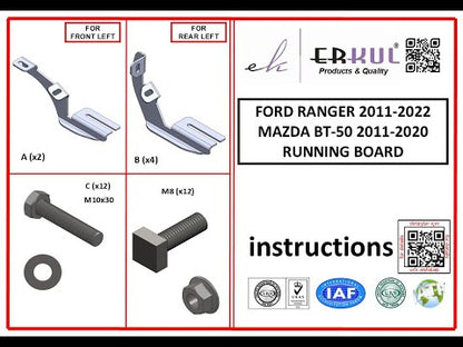 Side Steps Line (2 pcs, Aluminum) for Ford Ranger 2011-2022 - video 1