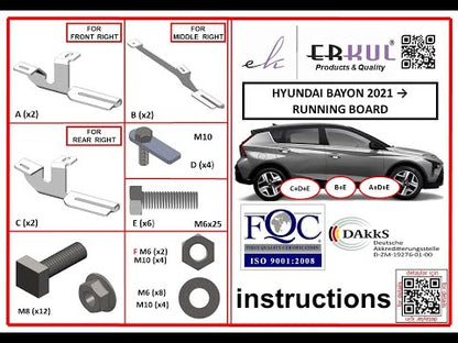 Side Steps Shining V1 (2 pcs, Aluminum) for Hyundai Bayon 2021- - video 1