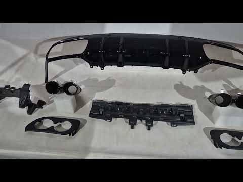 Rear diffuser with exhaust tips (for Coupe Design AMG43) for Mercedes C-сlass W205 2014-2021 - video 2