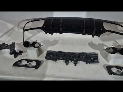 Rear diffuser with exhaust tips (for Coupe Design AMG43) for Mercedes C-сlass W205 2014-2021 - video 2