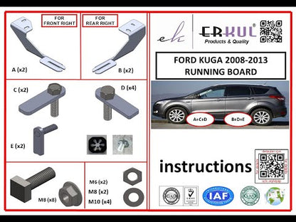 Side Steps Bosphorus Black (2 pcs, Aluminum) for Ford Kuga 2008-2013 - video 2