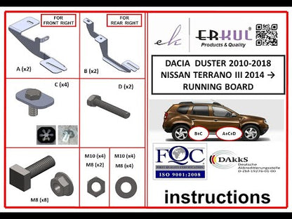 Side Steps Maya Red (2 pcs, Aluminum) for Dacia Duster 2008-2018 - video 1