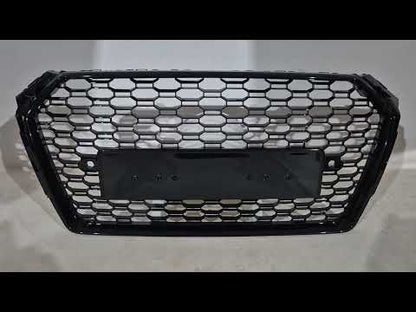 Front Grille RS-Style Quattro (without logo, 2016-2019, black) for Audi A4 B9 2015-2024 - video 1
