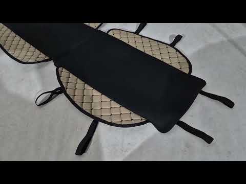 Car Seat Cover ECO and Fabric (1 pc, Beige with Black Stitching + Fabric) - video 1