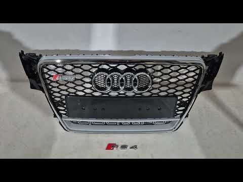 Front grille with Quattro lettering RS-style (2007-2011, black) for Audi A4 B8 2007-2015 - video 2