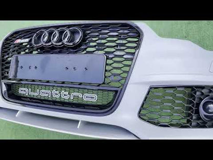 Front bumper with black grille RS6-Style (2011-2014) for Audi A6 C7 2011-2017 - video 1