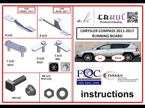 Lateral platforms Maydos V1 (2 PCs, aluminium ↗ stainless) for Jeep Compass 2006-2016 - image 1