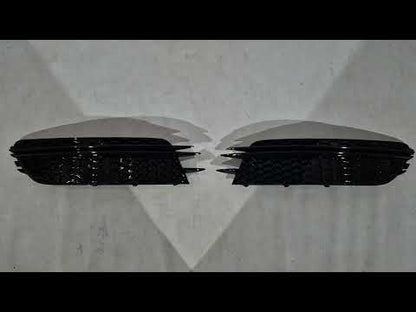 Fog Light Grilles RS-Style (For Base, 2011-2014, 2 pcs, Black) for Audi A6 C7 2011-2017 - video 1