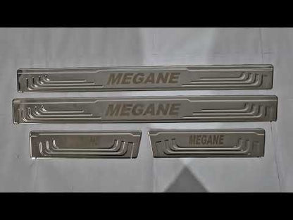 Door Sill Protectors V-2 (4 pcs, Stainless Steel) for Renault Megane II 2004-2009 - video 1