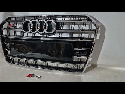 Front Grille Black with Chrome Frame S-Style (2014-2017) for Audi A6 C7 2011-2017 - video 1