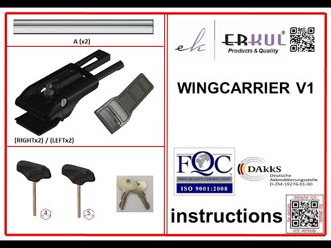 Roof rack cross bars for standard roof rails lockable WingCarrier V1 (2 pcs) for Seat Ateca 2016- - video 1