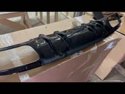 Rear diffuser with exhaust tips (for Coupe Design AMG43) for Mercedes C-сlass W205 2014-2021 - video 1