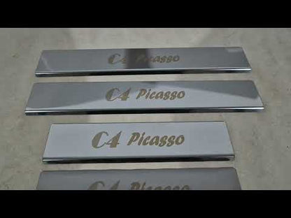 Carmos Door Sill Protectors (4 pcs, Stainless Steel) for Citroen C-4 Picasso 2013-2022 - video 1