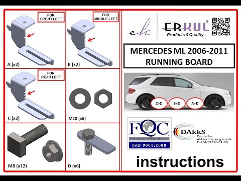 Mounting brackets for side steps for Mercedes ML W164 2005-2011 - video 1