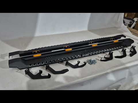 Side Steps Dakar V1 with LED (2 pcs, metal) for Toyota Hilux 2015- - video 1