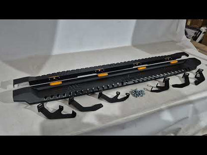 Side Steps Dakar V1 with LED (2 pcs, metal) for Toyota Hilux 2015- - video 1