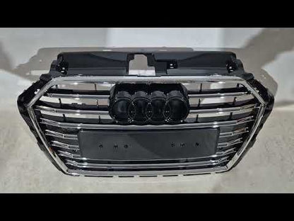 Front Grille S-Style (2016-2020, Black with Chrome) for Audi A3 2012-2020 - video 1