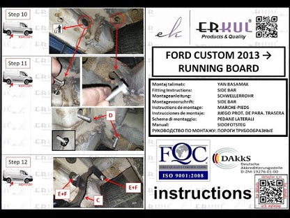 Side Steps Duru (2 pcs, Aluminum) for Ford Custom 2013-2022 - video 1