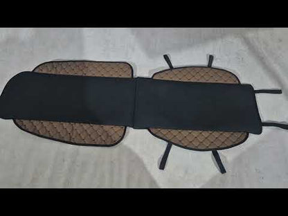 Car Seat Cover ECO and Fabric (1 pc, Brown with Black Stitching + Fabric) - video 1