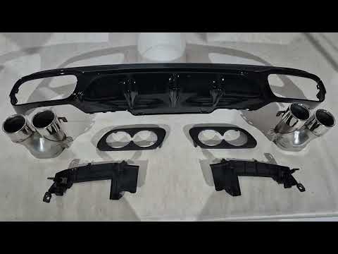Rear diffuser with exhaust tips E53-Design (for AMG/AMG-Line) for Mercedes E-сlass W213 2016-2023 - video 1